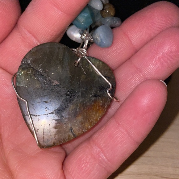 Labradorite Gems Heart Necklace - Picture 3 of 5